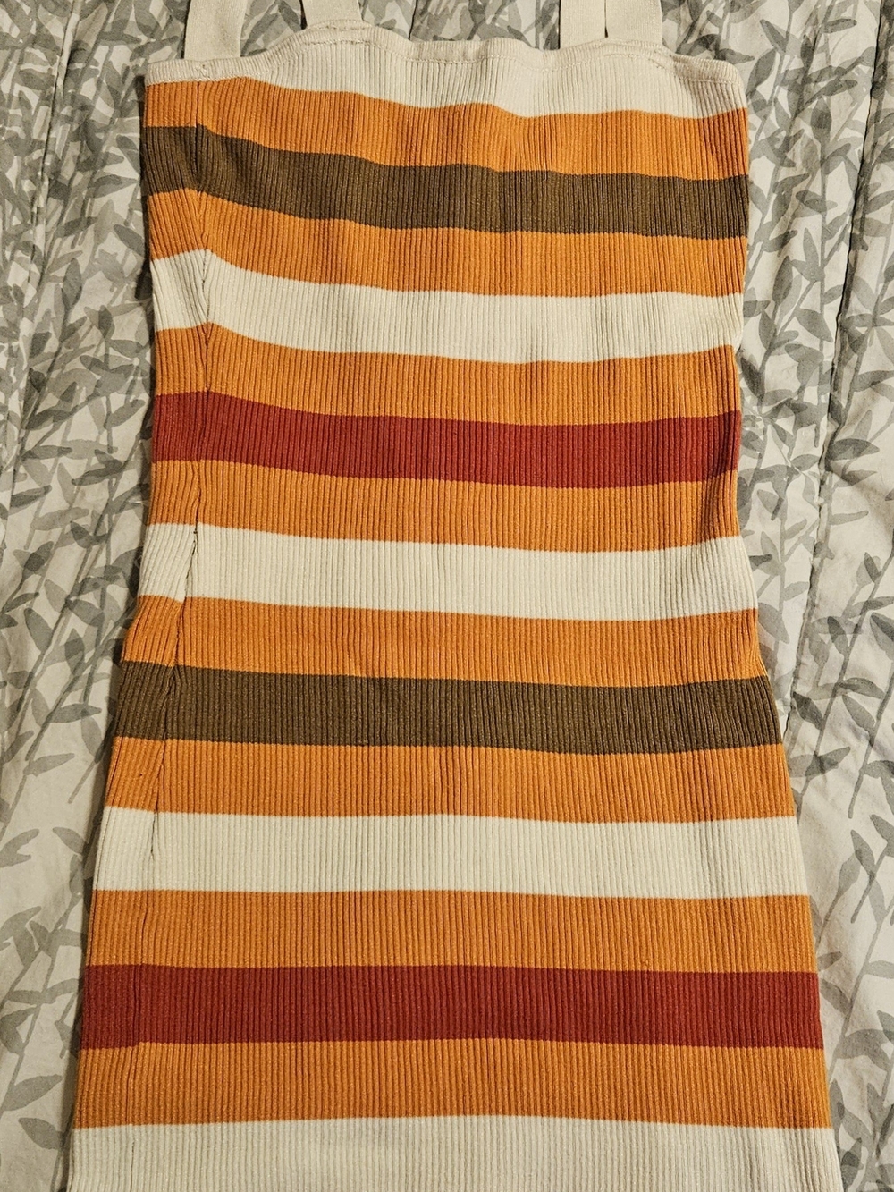 Say What? Striped Ribbed Midi Dress in Orange, Cream & Brown